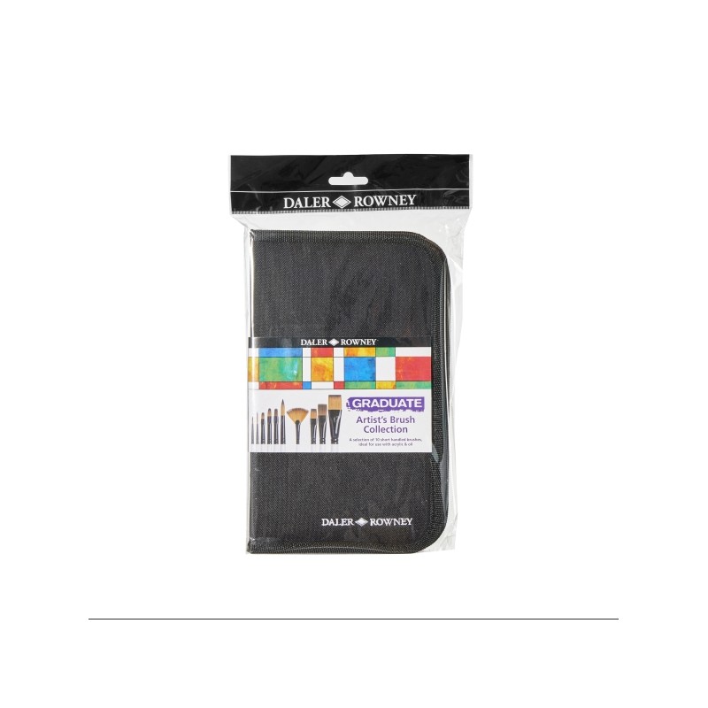 Daler Rowney Graduate Pack da 10 pennelli multitecnica - setole sintetiche - manico corto - astuccio con cerniera