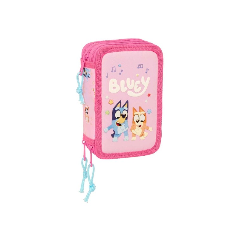 Safta Bluey Dance Astuccio a 3 ripiani - 37 pezzi - Gomma - Matita - 2 penne a sfera - Temperamatite - 2 righelli - 16 m