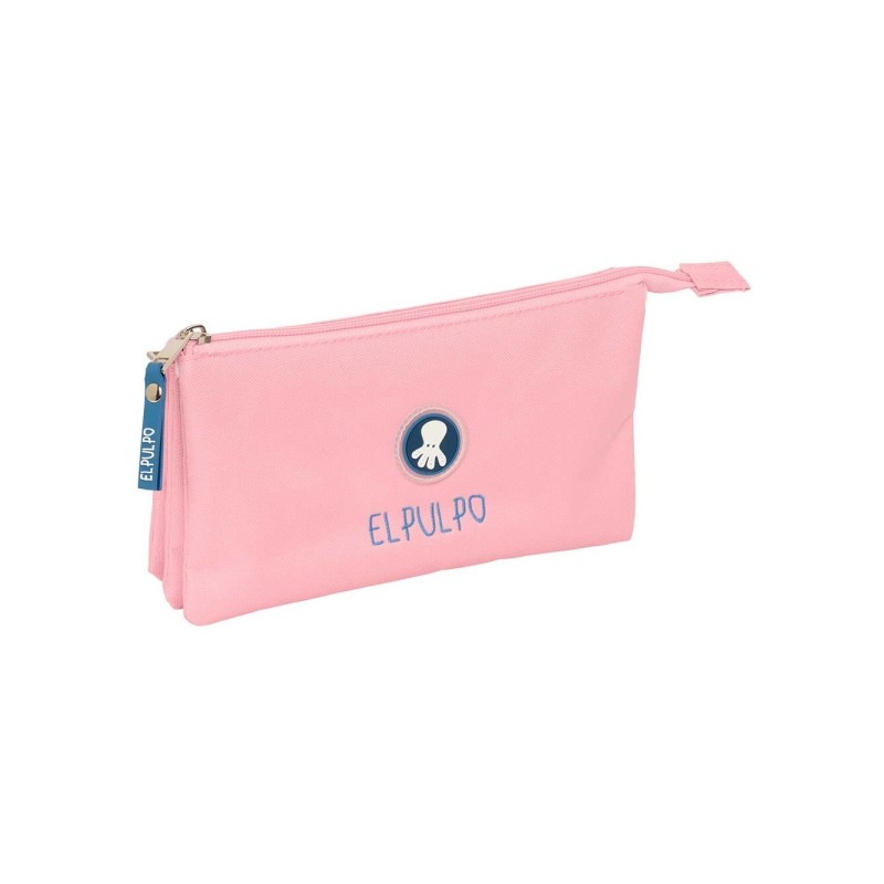 Safta. il polipo porta-tutto - 3 scomparti con cerniera - Tasca interna - 0.6 L - 220x30x120 mm - Colore rosa