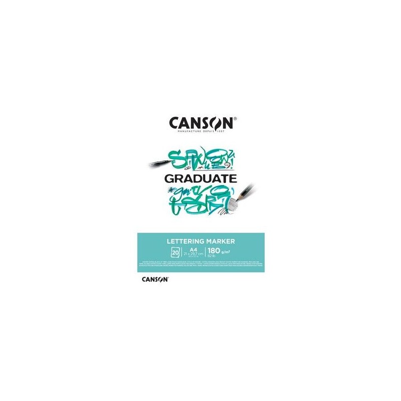 Canson Graduate Lettering - Blocco di fogli incollati da 20 fogli A3 - 180 g - Finitura satinata - Colore bianco