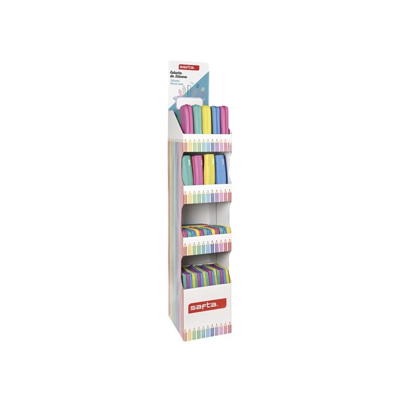 Espositore Safta in silicone glitterato con portaprodotti - Cartone resistente - Quattro altezze - Vari modelli di porta
