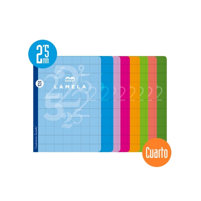 Lamela Confezione da 10 quaderni rilegati con 50 fogli da 70 g/m² con margini - Formato quarto - Righe a quattro linee 