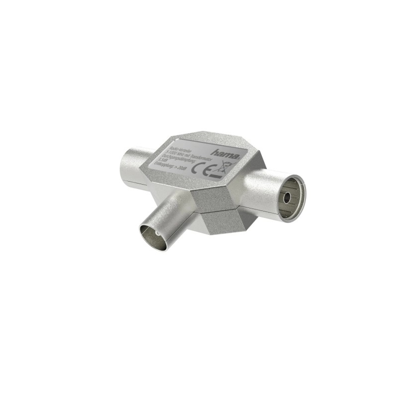 Hama Essential Divisore per antenne - Coassiale femmina x2 - Coassiale maschio - Metallo - Colore argento