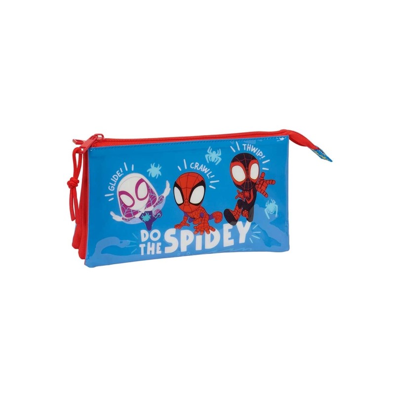 Safta Spidey Borsa multiuso - 3 scomparti con cerniera - Tasca interna - 0.6 L - 220x30x120 mm - Colore rosso e blu