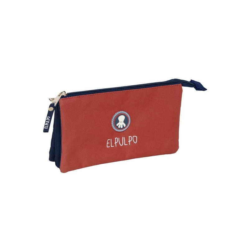 Safta el Pulpo Caldera Portatutto - 3 scomparti con cerniera - Tasca interna - 0.6 L - 220x30x120 mm - Colore rosso scur