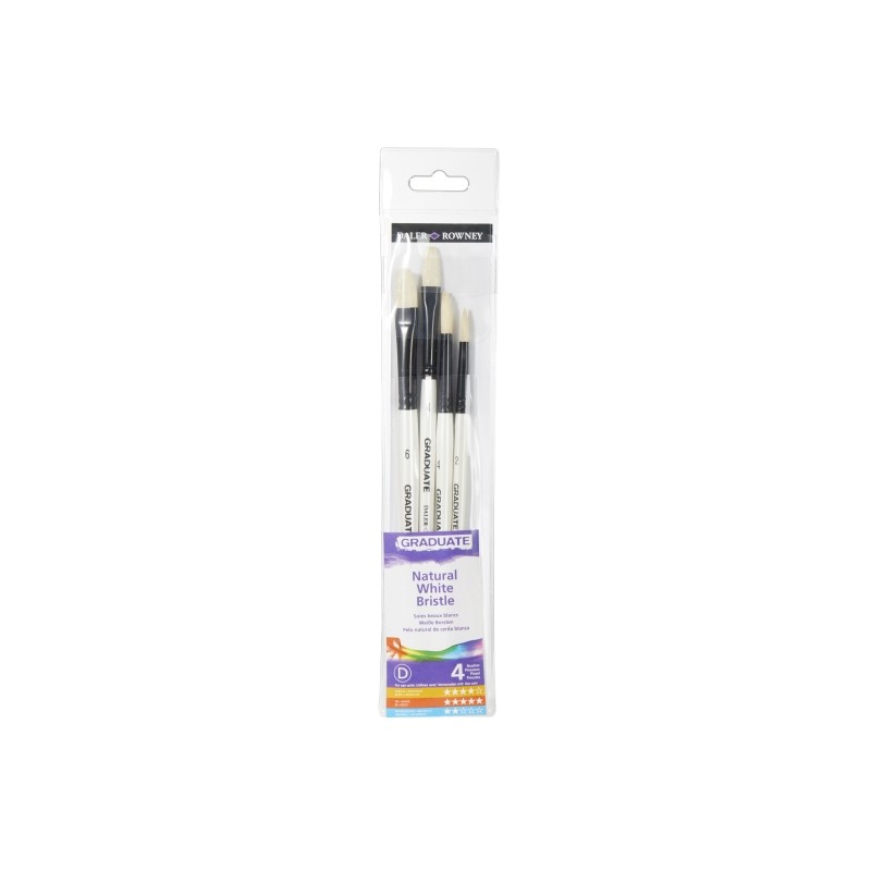 Daler Rowney Graduate Pack da 4 pennelli per pittura a olio - Setole naturali - Manico corto