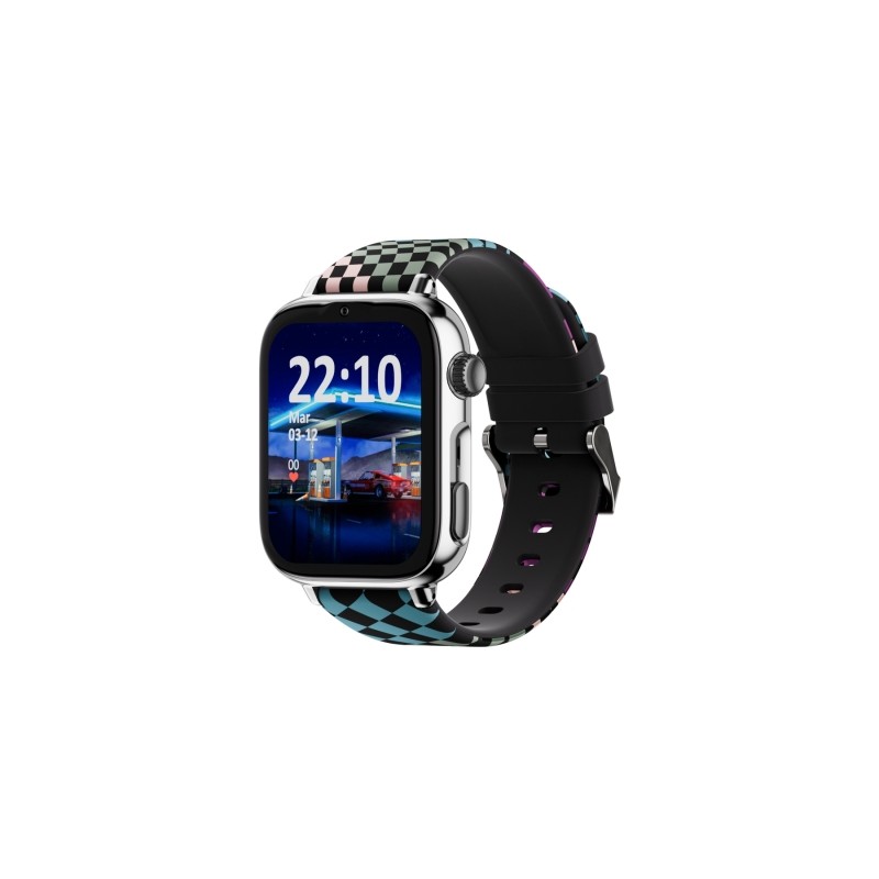 Savefamily Smartwatch per bambini SaveWatch Plus 2 - Schermo AMOLED - Cassa argentata - Cinturino in silicone Loop
