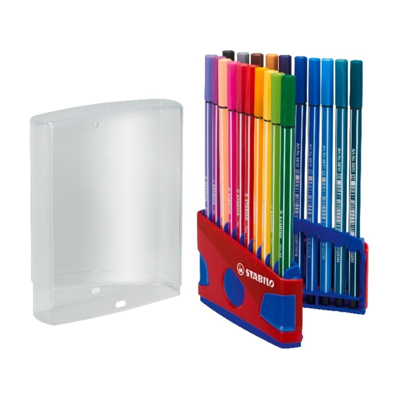 Stabilo Premium Pen 68 - Astuccio con 20 pennarelli - Punta in fibra - Spessore del tratto: circa 1 mm - Colori brillant