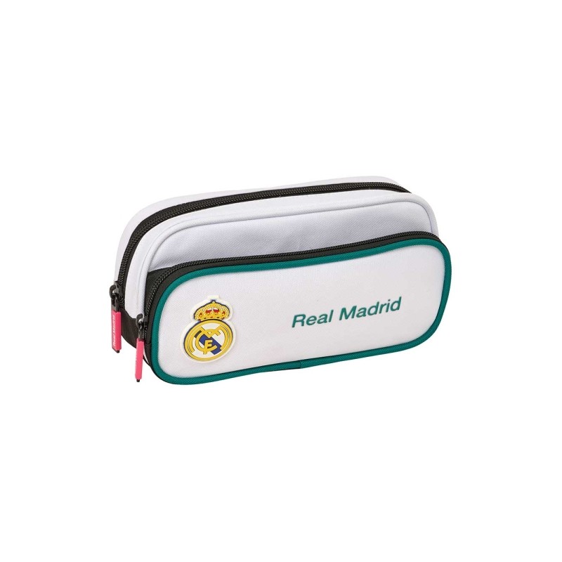 Safta Real Madrid Divisa 26/27 Borsa multiuso con tasca - Cerniera - 21x10.5x6 cm - Colore bianco e nero