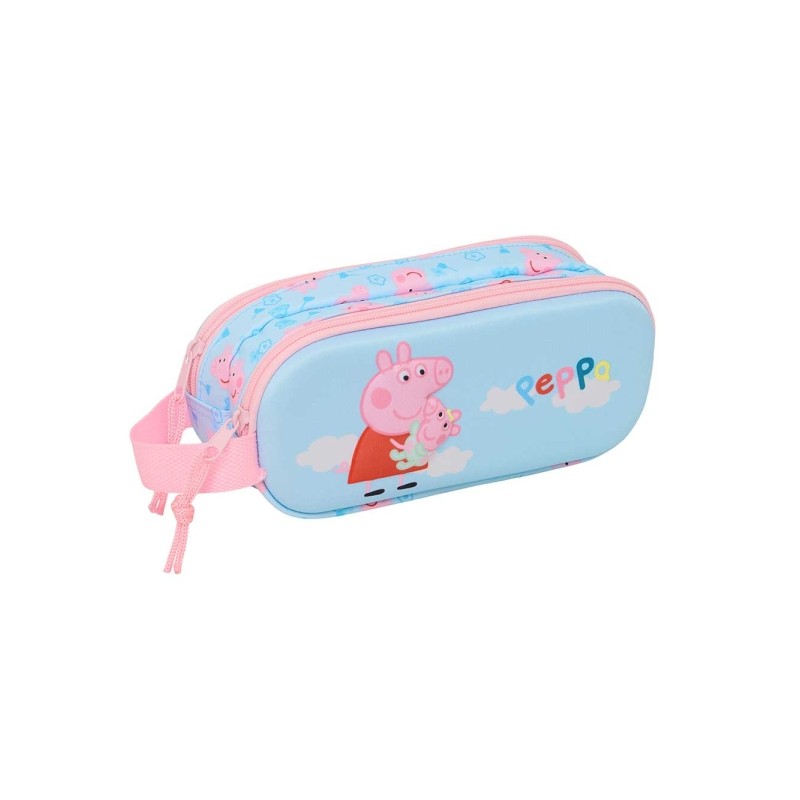 Safta Peppa Pig Borsa multiuso 3D - 2 scomparti con cerniera - Manico laterale - Capacità 1 L - 21x8x6 cm - Colore blu 