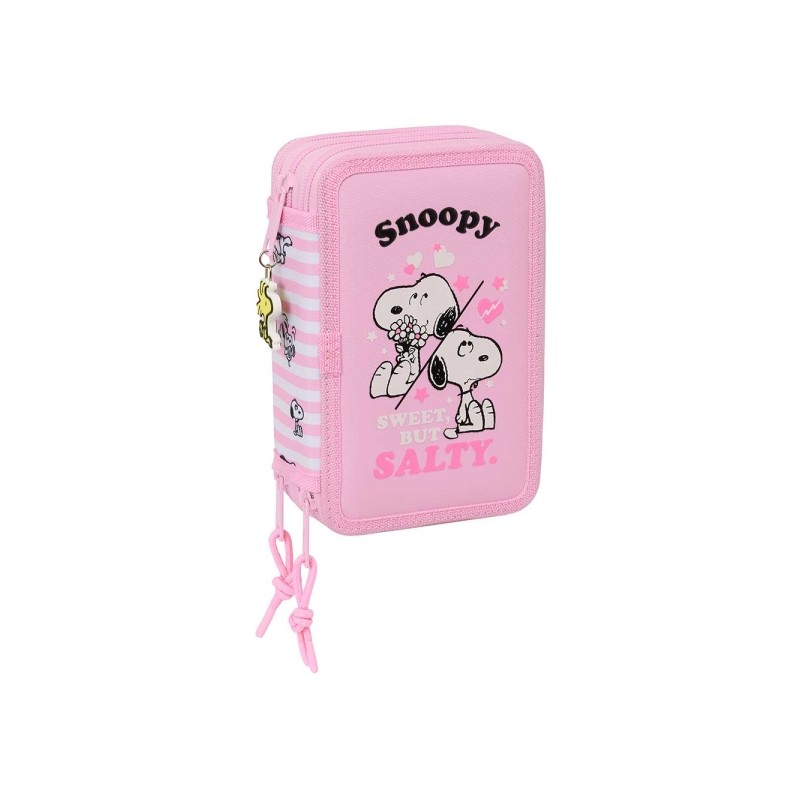 Safta Snoopy Astuccio a 3 ripiani - 37 pezzi - Gomma - Matita - 2 penne a sfera - Temperamatite - 2 righelli - 16 matite