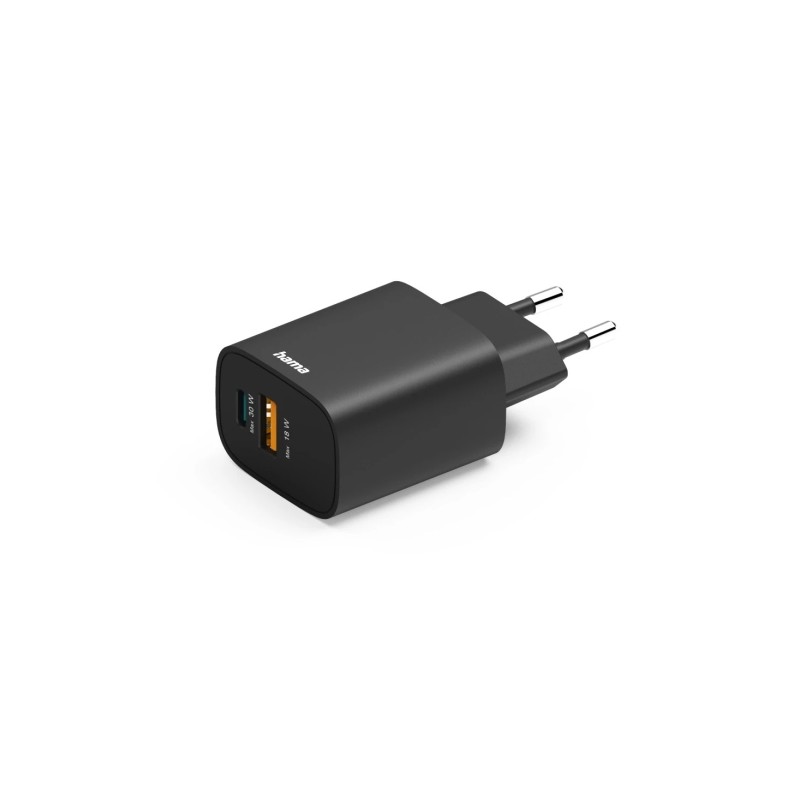 Caricabatterie da muro Hama - Potenza 30 W - USB-C - USB-A - Power Delivery - Qualcomm - Colore: nero