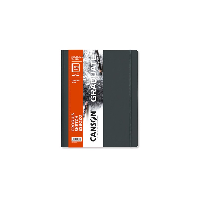 Canson Graduate Sketch Quaderno da 60 fogli - 27.9x35.6 cm - 120 g - Grana fine - Copertina rigida - Colore bianco