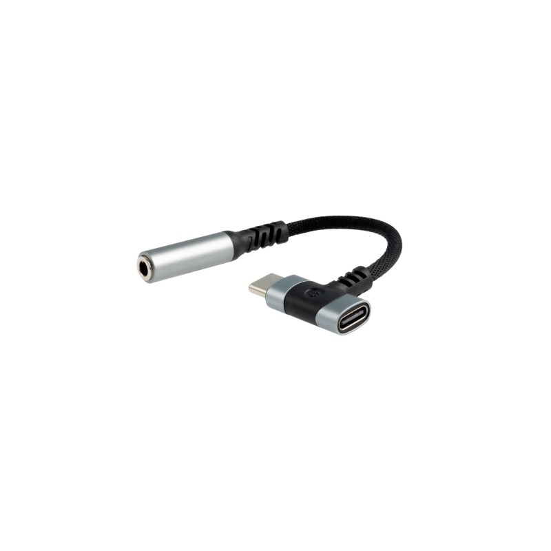 Cavo adattatore audio Nanocable da USB-C a jack da 3.5 mm - Lunghezza 10 cm - Presa USB-C femmina aggiuntiva per la rica
