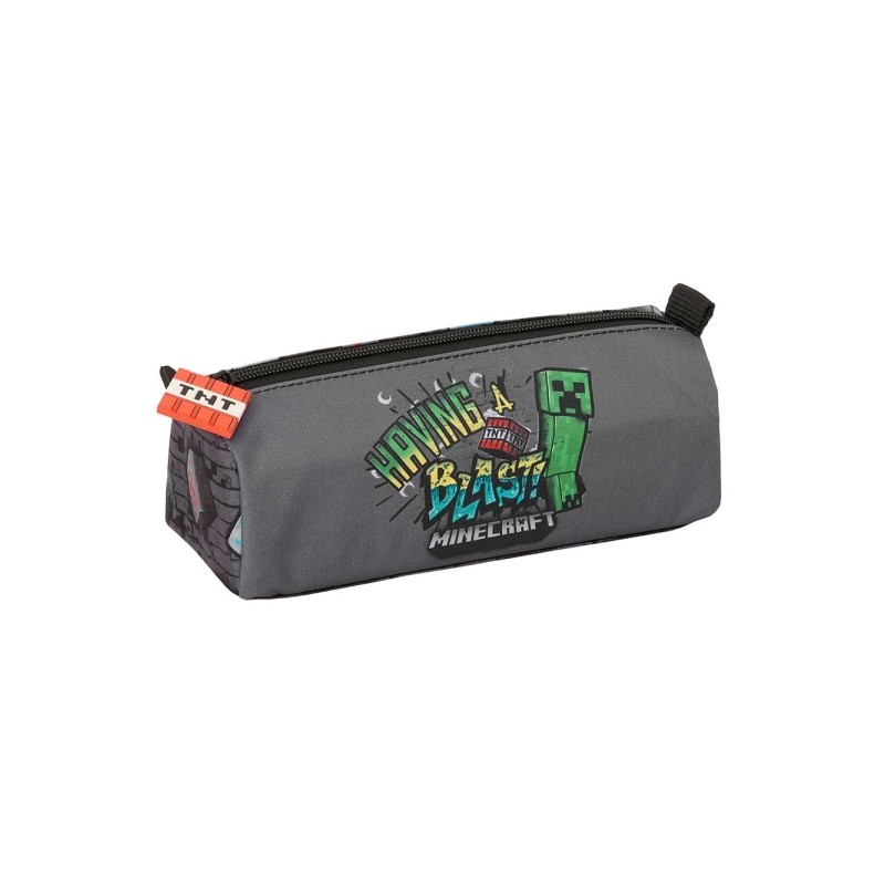 Safta Minecraft Graffiti Borsa portaoggetti - 1 scomparto con cerniera - 21x8x7 cm - Colore grigio