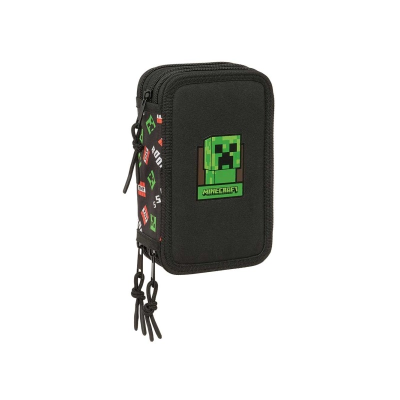 Safta Minecraft Astuccio a 3 ripiani - 37 pezzi - 1.3 L - Gomma - Matita - Penne a sfera - Temperamatite - Righelli - 16