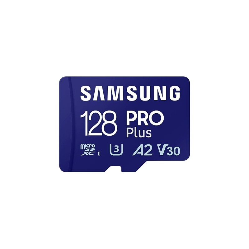 Scheda Micro SDXC Samsung PRO Plus da 128 GB. UHS-I. U3. A2. V30. Classe 10 con adattatore SD