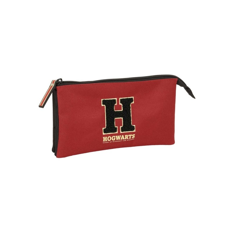 Safta Harry Potter Hogwarts Borsa multiuso - 3 scomparti con cerniera - Tasca interna centrale - 22x12x3 cm - Colore: ne