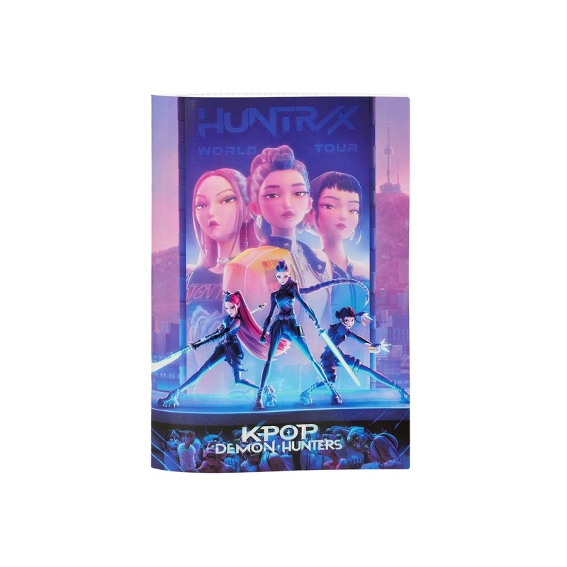 Safta K-Pop Demon Hunters Quaderno rilegato - Formato A4 - Righe da 5x5 mm - Bordi arrotondati - 20.5x29.7 cm - Multicol