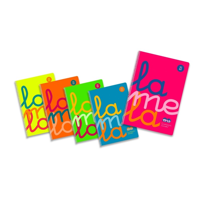 Lamela - Confezione da 5 quaderni a spirale con 80 fogli da 90 g/m² con margini - Formato Folio - Righe a quattro linee