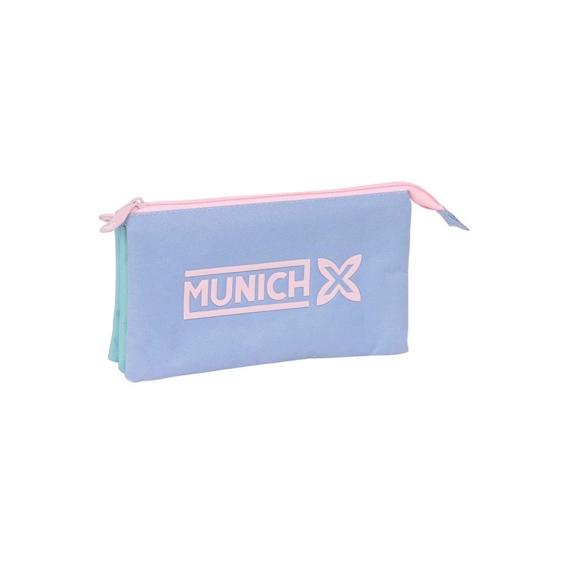 Safta Munich Mellow Borsa portaoggetti - 3 scomparti con cerniera - Tasca interna - 0.6 L - 220x30x120 mm - Colore azzur