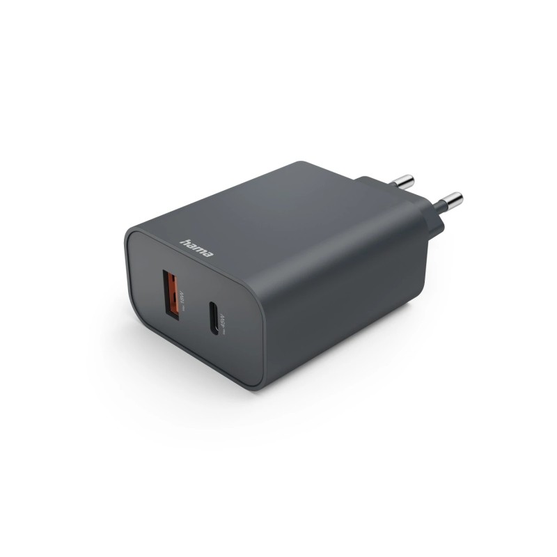 Caricabatterie da muro Hama - Potenza 45 W - USB-C - USB-A - Power Delivery - Colore: grigio