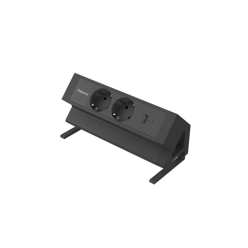 Fellowes Multipresa da tavolo a 2 prese - USB-A - USB-C - Cavo da 2 m - Morsetto per scrivanie da 10 a 45 mm - 8.75 x 19