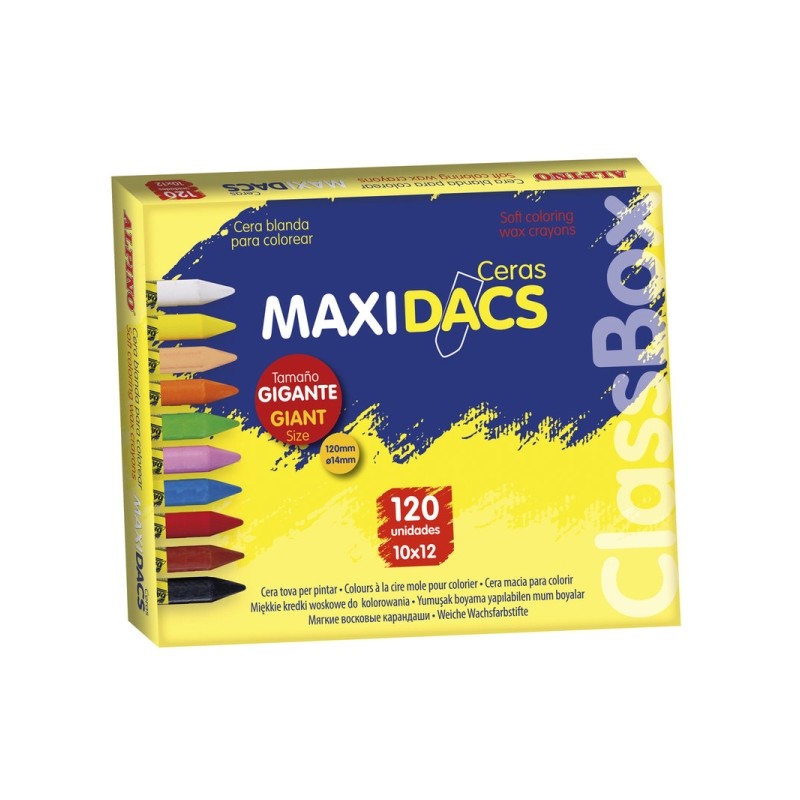 Alpino Maxidacs Economy Pack con 120 pastelli morbidi per bambini - Formato extra large 120 mm x 14 mm - Etichetta antim