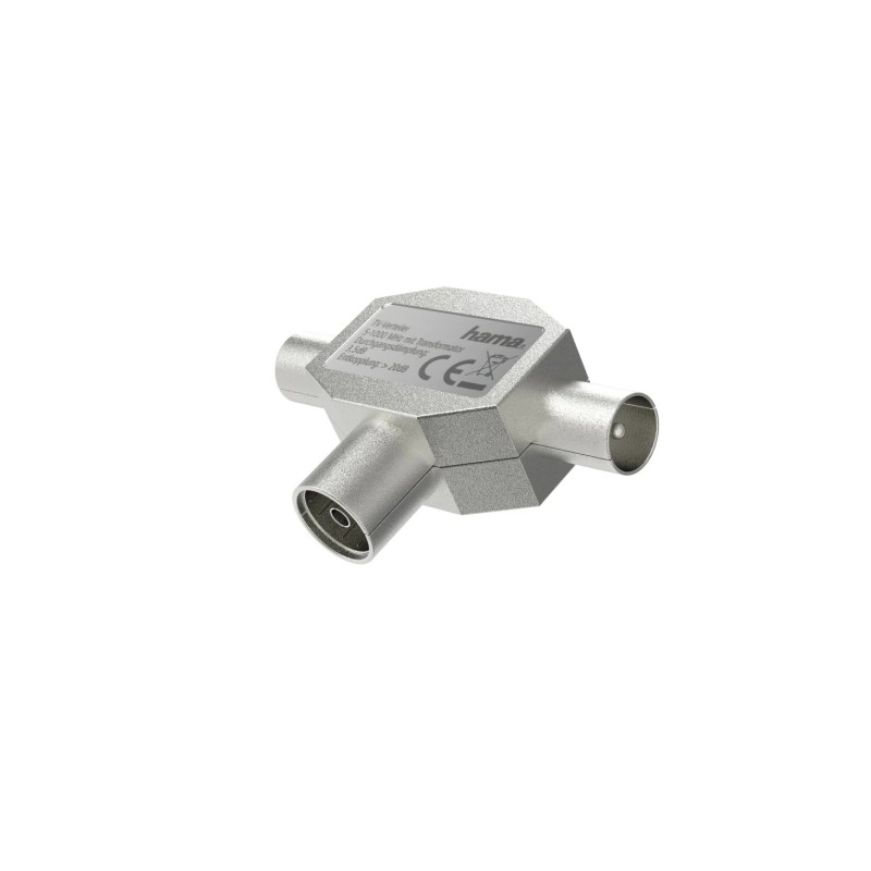 Hama Essential Divisore per antenne - Coassiale femmina - Coassiale maschio x2 - Metallico - Colore argento