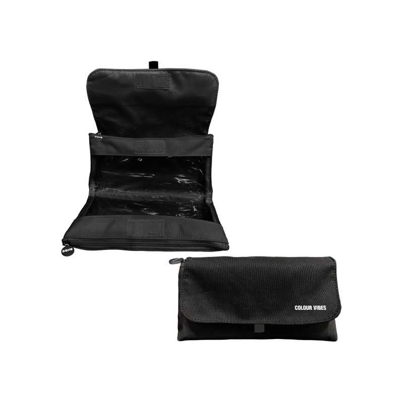 Dohe Vibes Borsa portaoggetti doppia - Patta con tasca interna - Cerniera - Finestre trasparenti - Poliestere - 22x11x6 