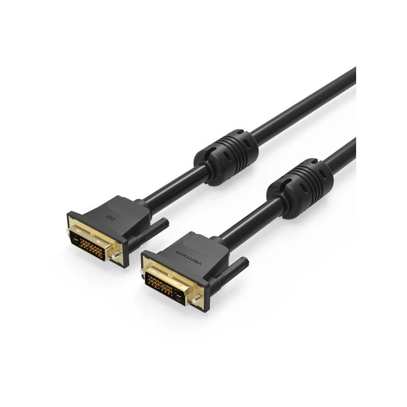 Cavo DVI-D Vention - Compatibile con risoluzioni 2K - Lunghezza 1 m - PVC - Connettori placcati in oro - Colore nero