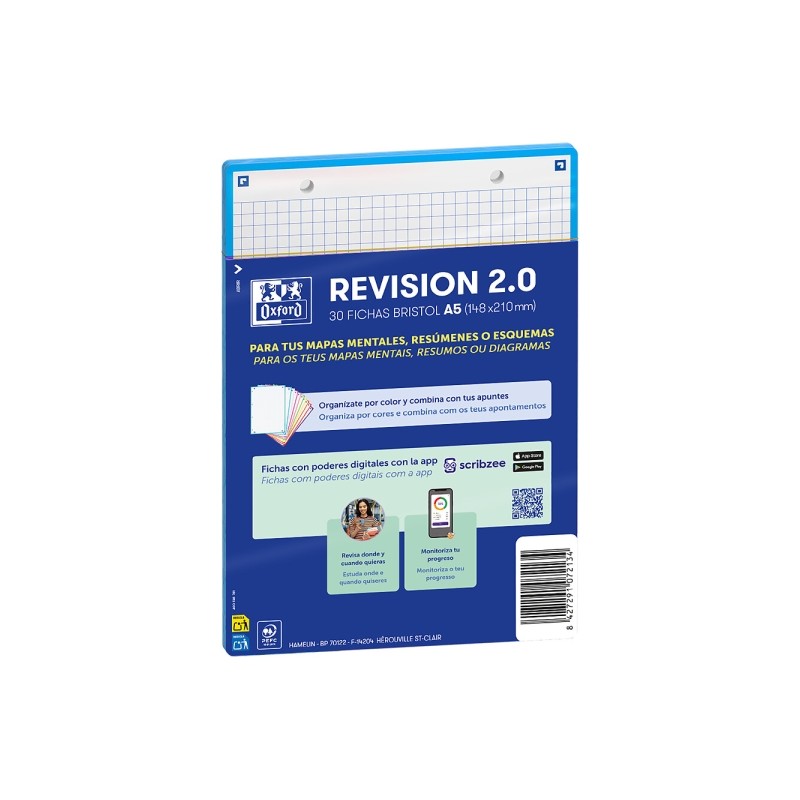Oxford Confezione da 30 FlashCards 2.0 - Formato A5 - Griglia 5x5 mm - Cartoncino da 250 g - Digitalizzazione dei testi 