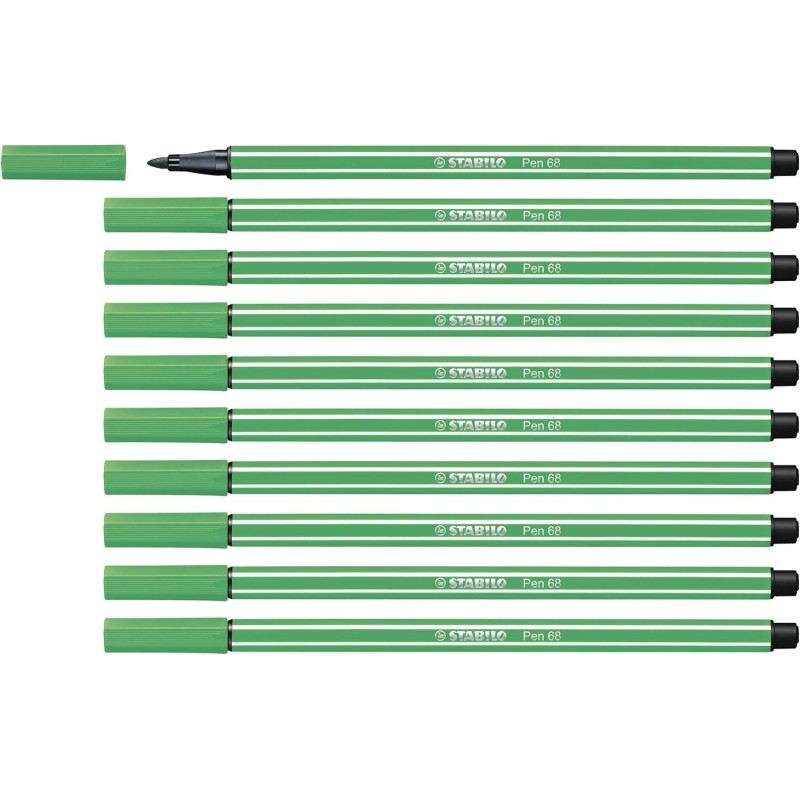Stabilo Pen 68 Pennarello a punta in fibra - Larghezza tratto circa 1 mm - Inchiostro a base d'acqua - Colore verde