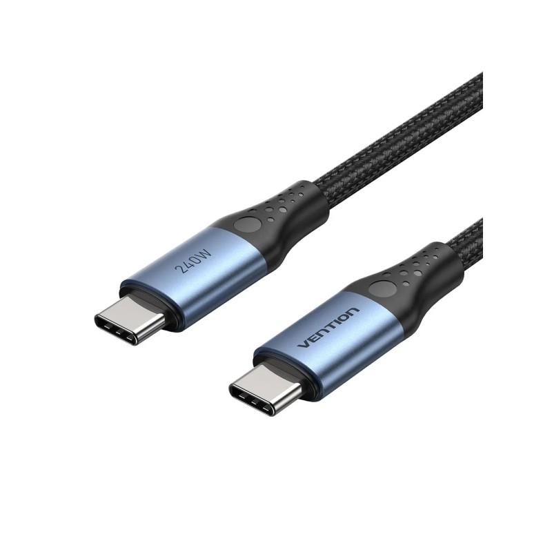 Cavo USB-C Vention - Potenza fino a 240 W - Lunghezza 1 m - Rivestimento in nylon intrecciato - Velocità fino a 480 Mbp