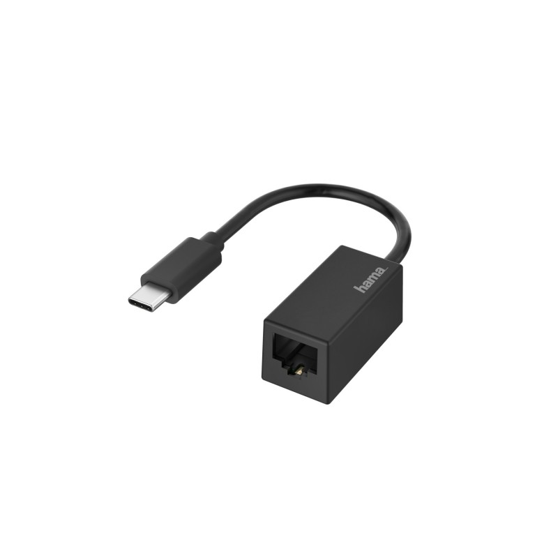 Hama Adattatore di rete - USB-C maschio - Ethernet RJ45 femmina - Colore: nero