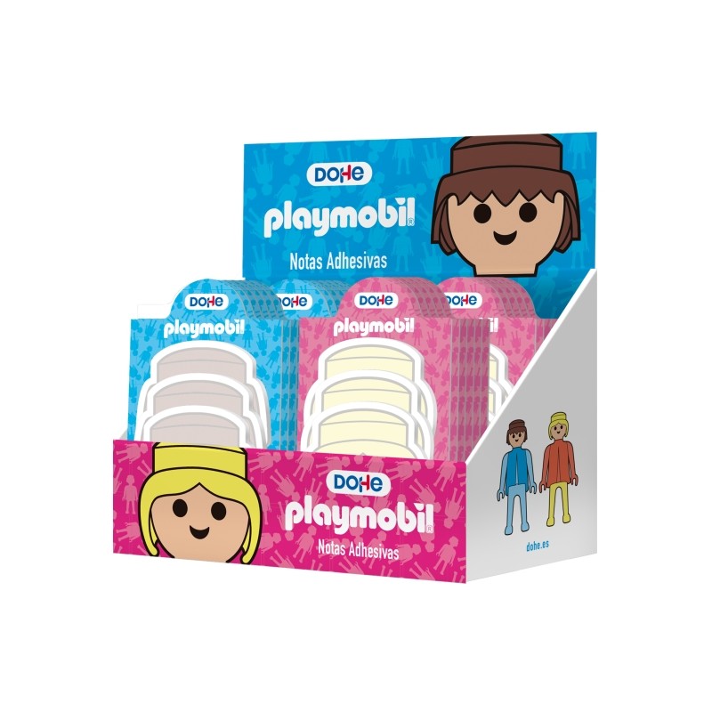 Dohe Playmobil Espositore con 32 blocchetti da 25 post-it - Multisuperficie - Colori assortiti