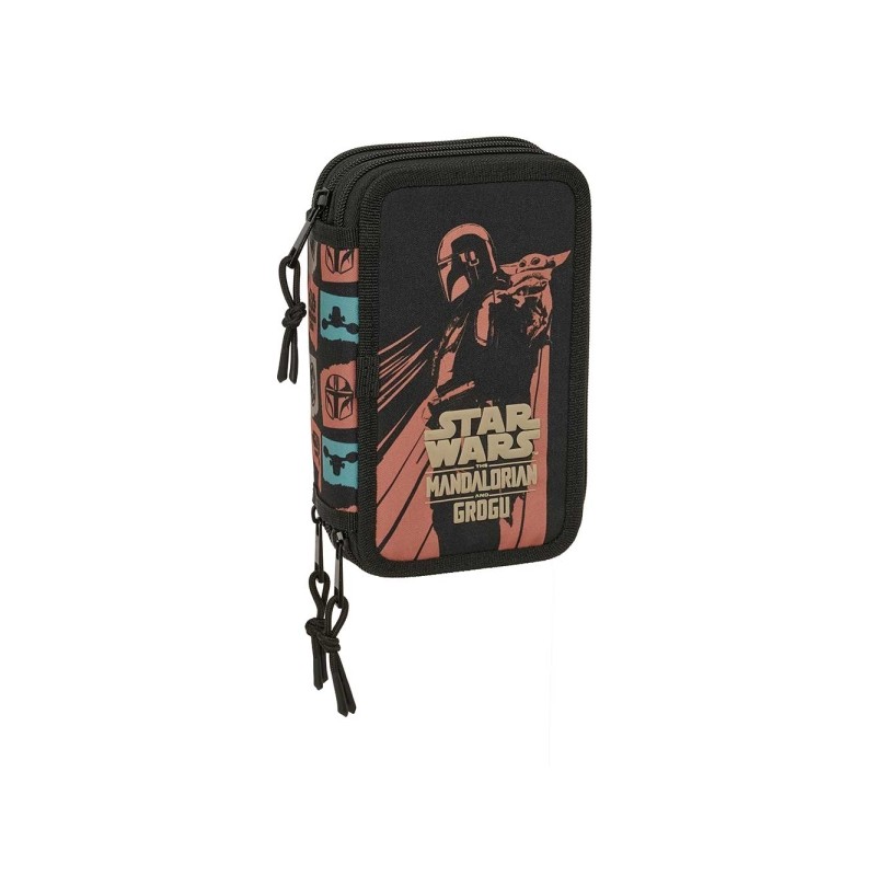 Safta Mandalorian e Grogu - Astuccio a 3 ripiani - 37 pezzi - Gomma - Matita - 2 penne a sfera - Temperamatite - 2 righe