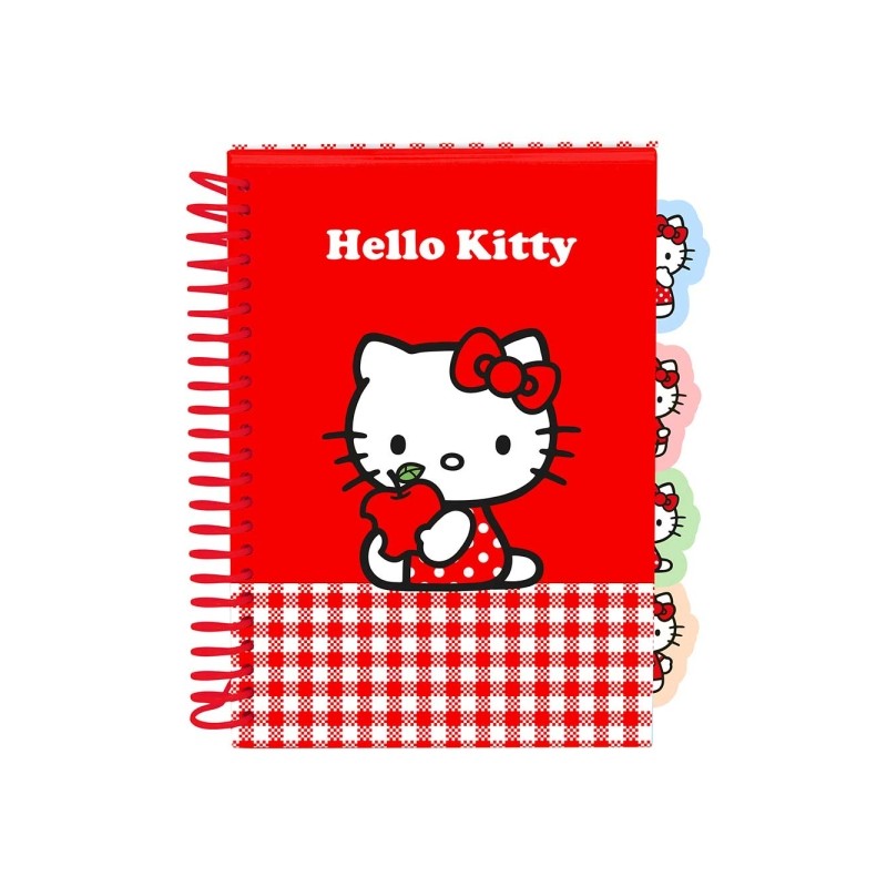 Blocco note Safta Hello Kitty - Formato A5 - 80 fogli da 80 g/m² - Rilegatura a spirale - Copertina rigida - 4 divisori