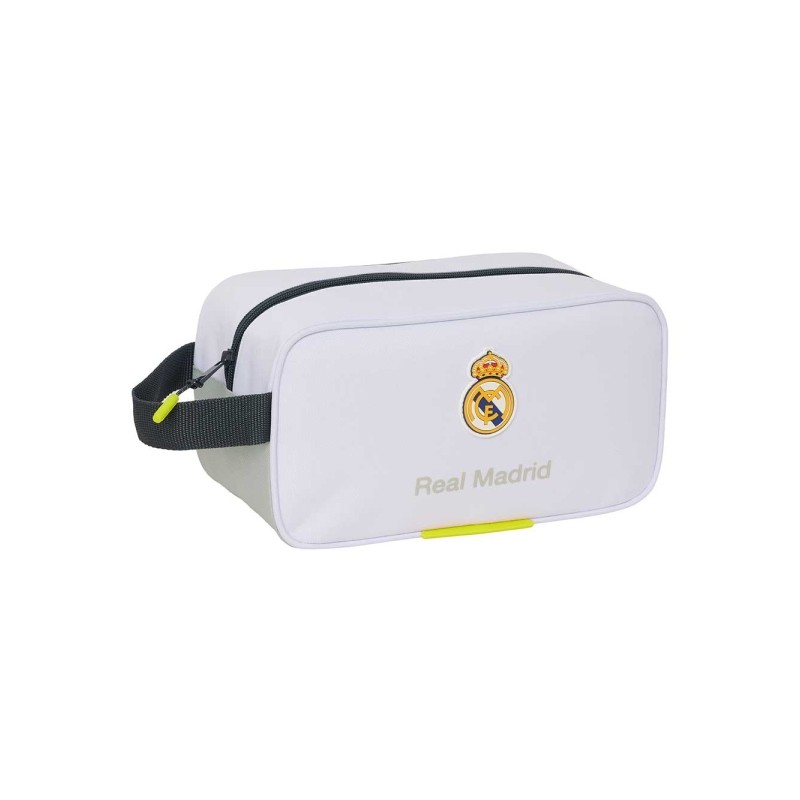 Safta Real Madrid Scatola per scarpe da 6 litri - Manico - Chiusura a cerniera - 29x15x14 cm - Colore bianco e nero