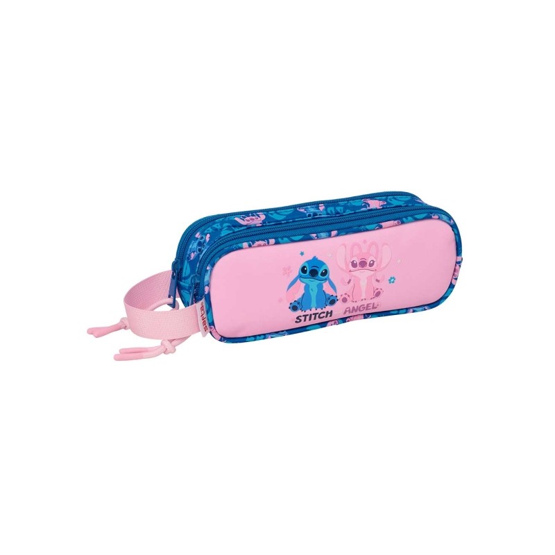 Safta Stitch Lio Portatutto - 2 scomparti con cerniera - Manico laterale - Capacità 1 L - 21x8x6 cm - Colore rosa
