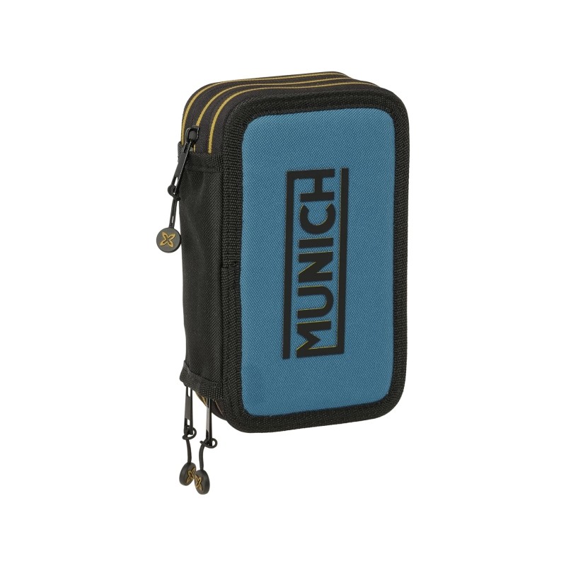 Safta Munich Astuccio a 3 ripiani - 37 pezzi - Gomma - Matita - 2 penne a sfera - Temperamatite - 2 righelli - 16 matite