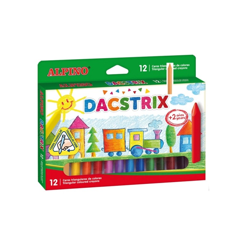 Alpino Dacstrix Confezione da 12 pastelli semimorbidi colorati - Forma triangolare - Miscelabili - Non macchiano - Color
