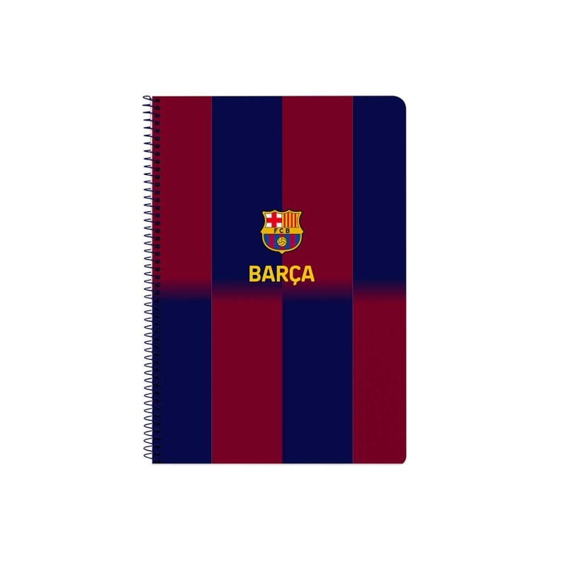 Safta F.C. Barcelona Quaderno a spirale - Copertina rigida - 80 fogli A4 a quadretti 4x4 mm - Formato Folio - 21.5x31x1 