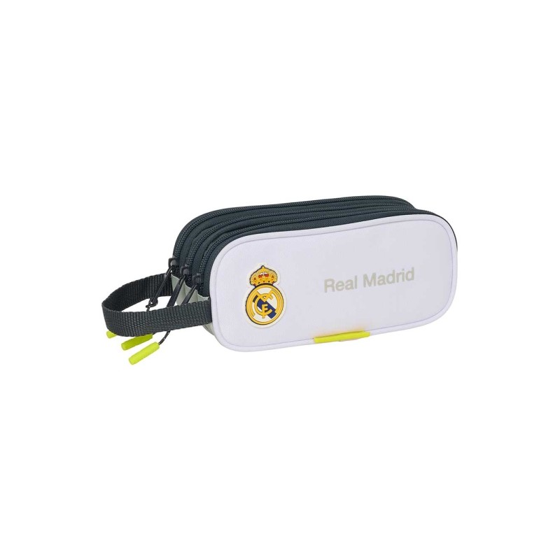 Safta Real Madrid Borsa multiuso da 1.25 L - 3 scomparti - Manico - Chiusura a cerniera - 21x8.5x7 cm - Colore bianco e 