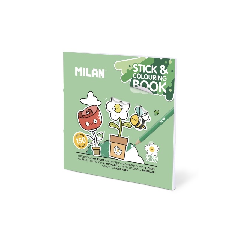 Milan Green and Grow Album da colorare - con adesivi - 140 g - 21x21 cm - Colori assortiti