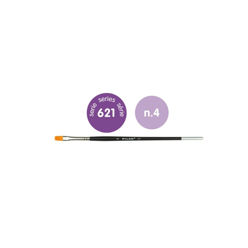 Milan 612 Premium Synthetic - Set da 6 pennelli piatti n. 4 - Custodia con gancio - Setole sintetiche - Manico corto - C