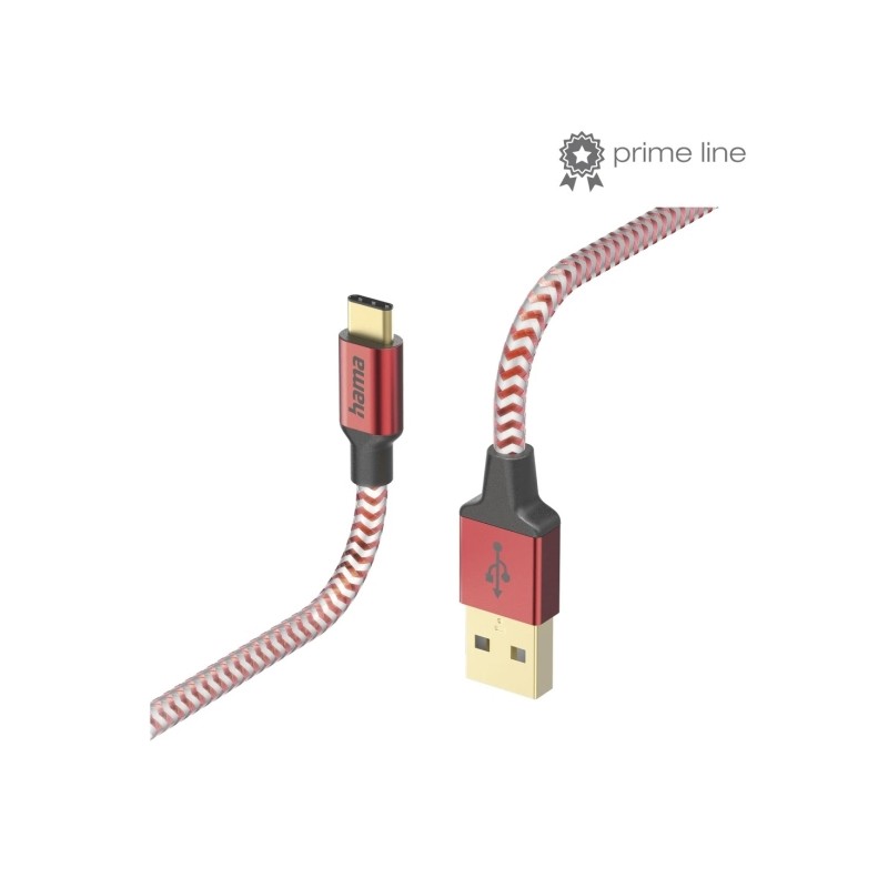 Cavo USB riflettente Hama - Lunghezza 1.5 m - USB-A maschio - USB-C maschio - Nylon - Velocità fino a 480 Mbps - Placca