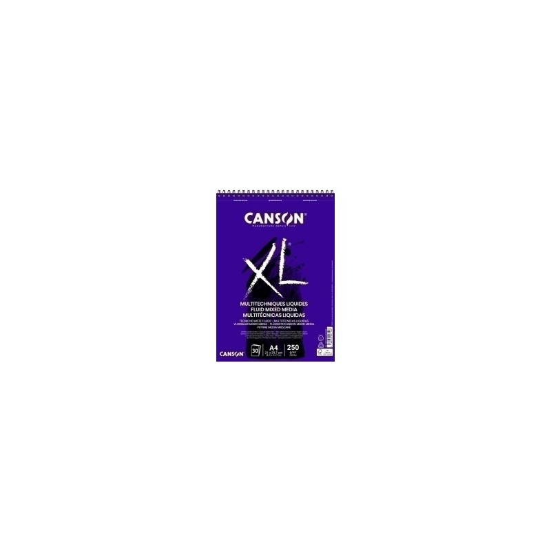Canson XL Mix Media Fluido Album a spirale da 30 fogli A4 - 250 g - Grana fine - Colore bianco
