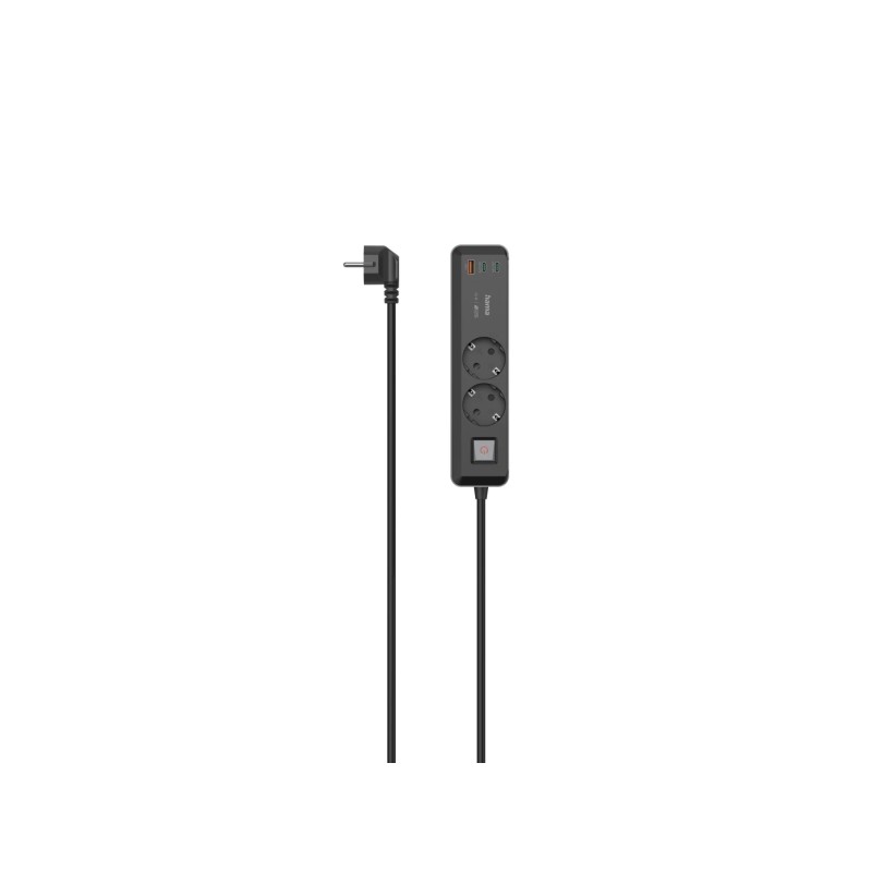 Hama Multipresa con 5 prese - Potenza massima 3680 W - Cavo da 1.4 m - 2x Schuko - 2x USB-C - 1x USB-A - Interruttore di