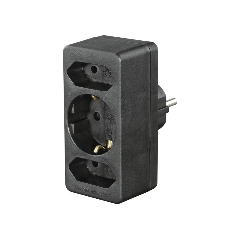 Hama Multipresa da parete con 3 prese - Potenza massima 3680 W - 1x Schuko - 2x Tipo C - Colore nero